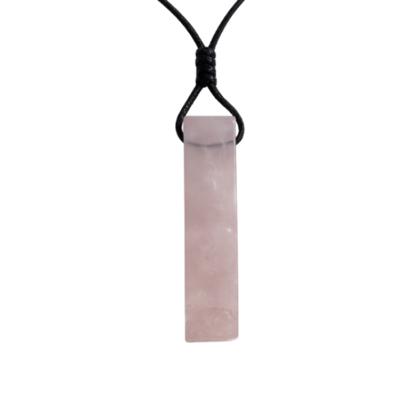 Rosenquarz Halskette Naturstein Anhänger flach-oval Boho