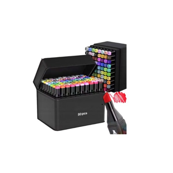 Alkoholmarker Set 80 Farben – Doppelspitze Profi Marker Skizzieren mit Tasche