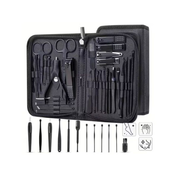 Maniküre Set 44-teilig Nagelpflege Pediküre Edelstahl Schwarz Reiseetui